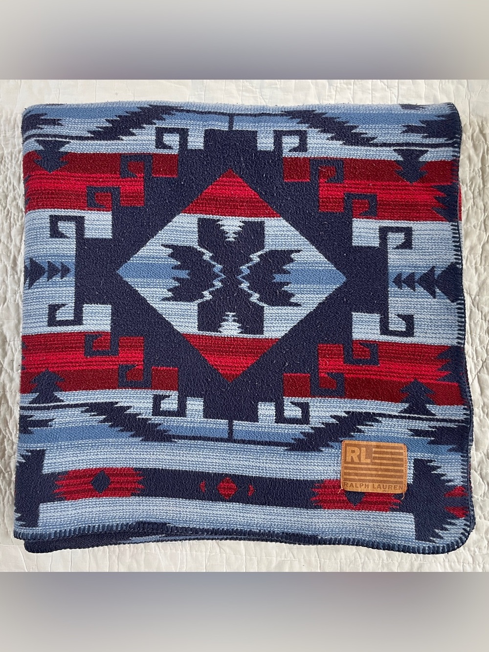 Vtg RALPH LAUREN All Cotton Cartwright Blanket Aztec Southwest Tribal 90x90 USA